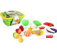FLYPOP'S - Panier de Légumes Scratch À Découper - Jeu d'Imitation - 018945 - Multicolore - Plastique - Cuisine - Aliment - Jouet Enfant - Dinette - 26 cm x 19 cm - À Partir de 3 Ans