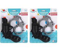 FLYPOP'S - Pistolet Sonore avec Menottes - 183416LIN - Noir - Plastique - À partir de 3 Ans Multicolore (Lot de 2)