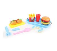 FLYPOP'S - Plateau Snack avec Hamburger, Hot Dog, Donuts à Scratch, fites, Couverts et Boisson - 033621 - Multicolore - 20 cm - Plastique - À Partir de 3 Ans
