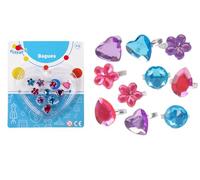 FLYPOP'S - Set De 10 Bagues - Accessoires de Déguisement - 011651LIN - Multicolore - Plastique - Bijoux - Jouet Enfant - Carnaval - 14 cm x 18 cm - À Partir de 3 ans