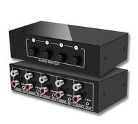 FlyroadUp Commutateur Audio stéréo bidirectionnel 3,5 mm AUX + RCA L/R 4 en 1 Sortie A/B analogique sélecteur Audio