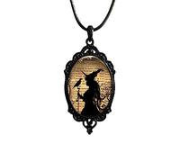 Flysclean Collier ras du cou avec pendentif en verre Motif sorcière et corbeau Style vintage gothique