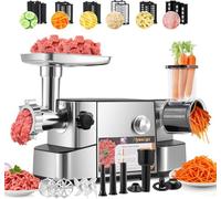 Flyseago - Hachoir à viande électrique, 3200 W, haute capacité, capacité de stockage commerciale, robuste, coupe-légumes, coupe-glace, râpe à fromage, remplissage de saucisses