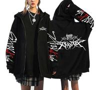 Flyself Hommes Femmes Kpop Ate Zippé Sweat À Capuche E-Girl Y2K Gothique Manches Longues Hoodie Sweatshirts Harajuku Pull Changbin Hyunjin Han Felix Seungmin I.N