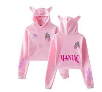 Flyself Kpop Maniac Sweat-Shirts à Capuche Cat Ear Crop Top Hoodie Hip Hop Pullover Manches Longues Pull à Capuche Sweats Bang Chan Changbin Hyunjin Han Felix Seungmin
