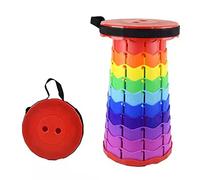 Flyself Tabouret Télescopique Réglable en Hauteur Chaise Tabouret Pliant Portable de Camping pour La Pêche/BBQ/Intérieur/Activités Plein air, Maxi Charge 200 kg (Red)