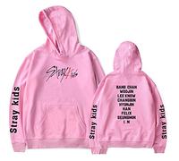 Flyself Unisex Kpop Stray Kids Sweat à Capuche Imprimé Lettre Pullover Loisir Pull Loose Sweats pour Hommes et Femmes Bang Chan Changbin Hyunjin Felix Seungmin Jeongin Jisung Minho Woojin