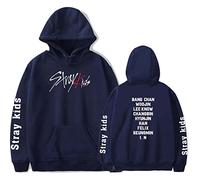Flyself Unisex Kpop Stray Kids Sweat à Capuche Imprimé Lettre Pullover Loisir Pull Loose Sweats pour Hommes et Femmes Bang Chan Changbin Hyunjin Felix Seungmin Jeongin Jisung Minho Woojin