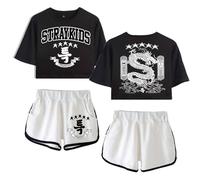 Flyself Unisexe Kpop T-Shirt & Short Set Femmes Fills 2023 Neues Album 5 Star Manches Courtes Crop Top & Short 2 Pièces Ensembles Fitness Tops (S-Class)