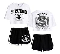 Flyself Unisexe Kpop T-Shirt & Short Set Femmes Fills 2023 Neues Album 5 Star Manches Courtes Crop Top & Short 2 Pièces Ensembles Fitness Tops (S-Class)