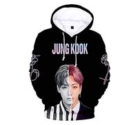 Flyself Unisexe Sweats à Capuche Kpop 3D Imprimé Love Yourself Longue Manche Sweat-Shirt Pull à Capuche Bangtan Boys Suga Jin Jimin Jung Kook V J-Hope RM