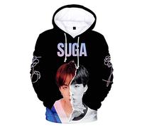 Flyself Unisexe Sweats à Capuche Kpop 3D Imprimé Love Yourself Longue Manche Sweat-Shirt Pull à Capuche Bangtan Boys Suga Jin Jimin Jung Kook V J-Hope RM