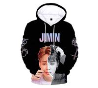Flyself Unisexe Sweats à Capuche Kpop 3D Imprimé Love Yourself Longue Manche Sweat-Shirt Pull à Capuche Bangtan Boys Suga Jin Jimin Jung Kook V J-Hope RM