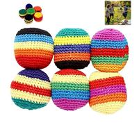 FlyShangUgo 6Pcs Hand-Made Knitted Hacky Bags, 2026 Upgraded Dirt Bag Hacky Sack, Dirtbag Hacky Sack Geometric Pattern, Indoor Outdoor Kick Balls,Boost Coordination & Fun (6Pcs)