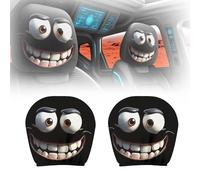 FlyShangUgo Funny Cartoon Car Headrest Covers, 2/4Pcs Car Headrest Covers Universal Fit, Personalized Headrest Cover for Cars, Cute Funny Cartoon Eyes for Automotive Interior Accessories (A 2Pcs)