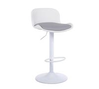 Flysky Tabouret de Bar, Tabouret pivotante à 360° réglable en Hauteur, Chaise de Bar avec Dossier et Repose-Pieds, Similicuir Chargeable 120kg Tabouret de Cuisine, Blanc/Gris