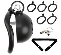 FLYSL Cages de Chasteté avec 5 Cockring,Cage de Chasteté Pénis+Ceintures de Chasteté+Plug Urétral,Chastity Cage pour Contrôle Masculin (Cage + Ceinture + Dilatateur)