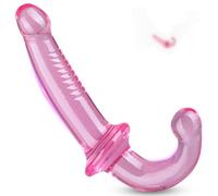 FLYSL Double Gode pour Strap-on Sex Toýs Couple Lesbiennes,Double Penetrateur Couple,Plug Anale Plug Anal Femme,Godes Ceintures Godemichets avec Ventouse,Jouet Sexualité Couple (Pink transparent)