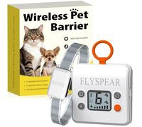FLYSPEAR Barrière d'intérieur sans fil rechargeable avec 6 rayons de portée réglables jusqu'à 2,1 m, 6 intensités statiques réglables, système de clôture électrique pour chats et petits chiens avec