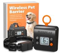 FLYSPEAR Barrière sans fil pour animaux de compagnie - Barrière d'intérieur rechargeable avec 6 rayons de portée réglables jusqu'à 2,1 m, 6 intensités statiques réglables, clôture électrique pour