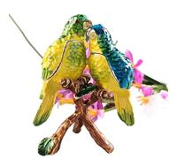 FLYuechun Ranan 9 x 8 cm 1 boîte à bijoux en émail coloré pour loisirs créatifs, double oiseau, boîte de rangement pour bagues, cadeaux de mariage, décoration d'intérieur tendance (vert)