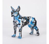 FLYuechun Ranan Statue moderne colorée de Boston Terrier Art créatif simple petite poignée en résine pour animal domestique Décoration d'intérieur Couleur Bureau Artisanat (Argent)