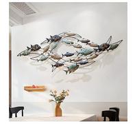 FLYUFO Décoration murale en métal - Poisson - Cercles - Décoration murale 3D en forme de poisson - Pour chambre à coucher, salon, jardin