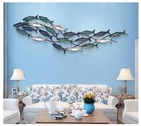 FLYUFO Décoration Murale Poisson en Métal 3D, Décoration Murale Tenture Murale en Fer Forgé Décoration Murale Poisson décoration d'intérieur pour Salle D'étude/Salon/Chambre à Coucher