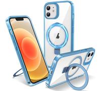 Flyzoo Coque Magnétique pour iPhone 12/12 Pro avec Support Invisible, [Compatible avec MagSafe] Etui Housse Transparente avec Protection Antijaunissement & Antirayure & Antichoc, 6.1'', Clair Bleu