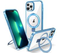 Flyzoo Coque Magnétique pour iPhone 13 Pro avec Support Invisible, [Compatible avec MagSafe] Etui Housse Transparente avec Protection Antijaunissement & Antirayure & Antichoc, 6.1'', Clair Bleu