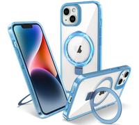 Flyzoo Coque Magnétique pour iPhone 14 Plus avec Support Invisible, [Compatible avec MagSafe] Etui Housse Transparente avec Protection Antijaunissement & Antirayure & Antichoc, 6.7'', Clair Bleu