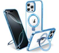Flyzoo Coque Magnétique pour iPhone 16 Pro avec Support Invisible, [Compatible avec MagSafe] Etui Housse Transparente avec Protection Antijaunissement & Antirayure & Antichoc, 6.3'', Clair Bleu
