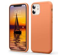 Flyzoo Coque pour iPhone 11 Liquid Silicone Case [Mince, Élégante, Antichoc] [Bord Surélevé Caméra & Écran] Étui Housse 4 Couches avec Doublure Microfibre Anti-Rayures, 6,1 Pouces, Orange