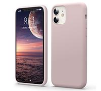 Flyzoo Coque pour iPhone 11 Liquid Silicone Case [Mince, Élégante, Antichoc] [Bord Surélevé Caméra & Écran] Étui Housse 4 Couches avec Doublure Microfibre Anti-Rayures, 6,1 Pouces, Rose Craie