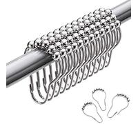 FLZONE 304 Anneaux de Douche en Acier Inoxydable,12 Pièces Crochets pour Rideau de Douche Crochets en S Petit pour Tringle de Douche de Salle de Bain (Argent)