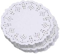 FLZONE Napperon Papier Rond, 200 Pièces Dentelle Blanc, Tapis de Décoration de Table de Fête ou de Mariage, 3,5 Pouces