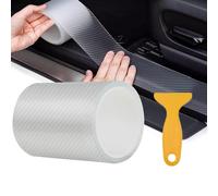 FLZONHUT Film Adhésif Transparent,10 cm x 3M,Carbone Adhésif pour Voiture avec 1 Grattoir en Plastique,Film pour Voitures Protection Seuil Porte de Voiture pour Voiture Vélo Moto