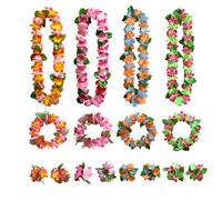 FLZONHUT Guirlandes Hawaïennes,16 pièces Hawaiian Luau Leis Colliers pour Tropical Party Décoration Fournitures