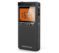 FM AM NOAA Radio de poche d'urgence Radio météo Portable avec réveil d'avertissement météo canaux de recherche automatique Mini Radio à main Black