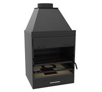 Grand Barbecue avec hotte, à poser ou encastrer, en acier au carbone 65x57x44,5cm