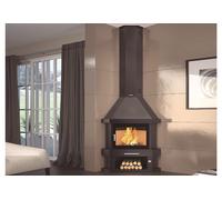 FM Calefaccion Cheminée à bois d’angle double combustion en acier - 14 kW - C-200 R