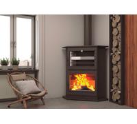 Poêle à bois FM Calefaccion FM Poêle à bois d'angle en acier CH-9 R 11kW avec four inox