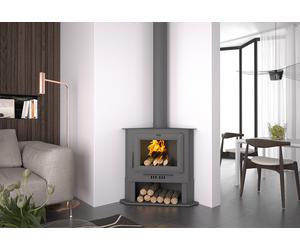 FM Calefaccion Poêle à bois d'angle double combustion et bucher inférieur 11 kW - CH-5 - 705C07