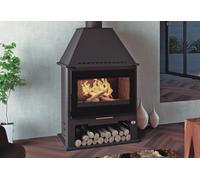 FM Poêle à bois M-300 TFK 12,5kW foyer fonte turbo ventilé Noir