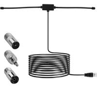 FM Dab Radio Antenna 75 Ohm Dippole with F-Type Connector,3 Adapters,3M Extension Cable for FM/Dab Radio,Compatible with Stereo Channels,AV Receivers and Car Dab Antenna