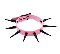 FM FM42 Collier ras du cou unisexe en similicuir PU punk rock gothique noir/argenté très long 5,5 cm (16 couleurs), 17.12 inches, Simili cuir, Pas de pierre précieuse