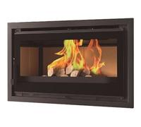 FM Insert de cheminée IT-100 K 13,3kW foyer réfractaire et verre sérigraphie Noir