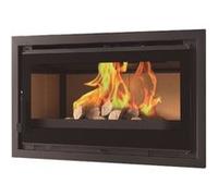 FM Insert de cheminée IT-100 K 13,3kW foyer réfractaire et verre sérigraphie Noir G