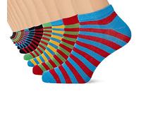FM London Bamboo Trainer Protège-Bas & Socquettes, Multicolore (Rayé Vif), 39-42 EU (Lot de 12) Homme