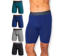 FM London Boxer en Bambou pour Homme, Boxer Long pour Homme en Bambou Ultra Doux, Antifrottements et Évacuant la Transpiration, avec Ouverture, Lot de 4, Foncé Assorti, S